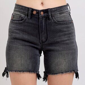 ✨NWT Judy Blue Full Size‎ Long Cut Off 2 Button Dad Denim Shorts Plus Size